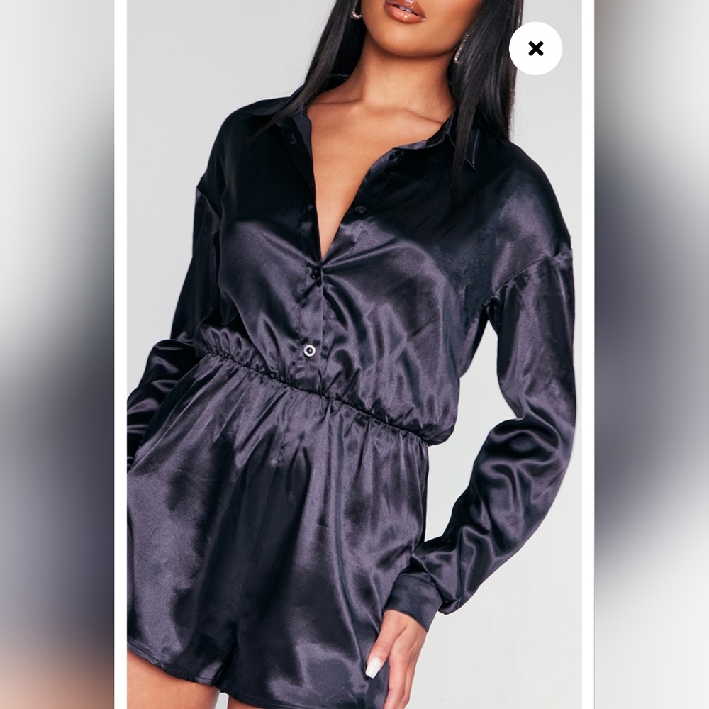 Satin Romper By Pretty Little Thing